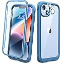 Diaclara Designed for iPhone 14 Case, Full Body Rugged Case with Built-in Touch Sensitive Anti-Scratch Screen Protector, with Camera Lens Protector for iPhone 14 6.1" (Blue and Clear)