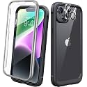 Diaclara Designed for iPhone 14 Case, Full Body Rugged Case with Built-in Touch Sensitive Anti-Scratch Screen Protector, with Camera Lens Protector for iPhone 14 6.1" (Black and Clear)
