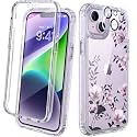 Diaclara Designed for iPhone 14 Case, Full Body Rugged Case with Built-in Touch Sensitive Anti-Scratch Screen Protector, with Camera Lens Protector for iPhone 14 6.1" (Camellia)