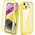 Diaclara Designed for iPhone 14 Case, Full Body Rugged Case with Built-in Touch Sensitive Anti-Scratch Screen Protector, with Camera Lens Protector for iPhone 14 6.1" (Lemon Yellow)