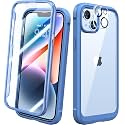 Diaclara Designed for iPhone 14 Plus Case, Full Body Rugged Case with Built-in Touch Sensitive Anti-Scratch Screen Protector, with Camera Lens Protector (Blue and Clear)
