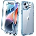 Diaclara Designed for iPhone 14 Plus Case, Full Body Rugged Case with Built-in Touch Sensitive Anti-Scratch Screen Protector, with Camera Lens Protector for iPhone 14 Plus 6.7" (Clear Blue)
