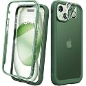 Diaclara Designed for iPhone 15 Case, Full Body Rugged Case with Built-in Touch Sensitive Anti-Scratch Screen Protector, with Camera Lens Protector for iPhone 15 6.1" (Frosted Green)