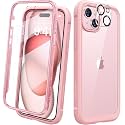 Diaclara Designed for iPhone 15 Case, Full Body Rugged Case with Built-in Touch Sensitive Anti-Scratch Screen Protector, with Camera Lens Protector for iPhone 15 6.1" (Coral Pink)