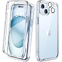 Diaclara Designed for iPhone 15 Case, Full Body Rugged Case with Built-in Touch Sensitive Anti-Scratch Screen Protector, with Camera Lens Protector for iPhone 15 6.1" (Clear)
