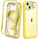 Diaclara Designed for iPhone 15 Case, Full Body Rugged Case with Built-in Touch Sensitive Anti-Scratch Screen Protector, with Camera Lens Protector(Lemon Yellow)
