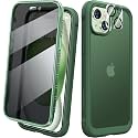 Diaclara Designed for iPhone 15 Case, Full Body Rugged Case with Privacy Built-in Touch Sensitive Anti-Scratch Screen Protector, with Camera Lens Protector for iPhone 15 6.1",Frosted Green