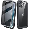 Diaclara Designed for iPhone 15 Plus Case 6.7 Inch,Upgraded Full Body Rugged Clear Bumper Case with Built-in Privacy Screen Protector for iPhone 15 Plus,Black