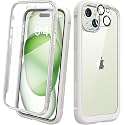 Diaclara Designed for iPhone 15 Plus Case 6.7 Inch, Full Body Rugged with Built-in Touch Sensitive Anti-Scratch Screen Protector, White