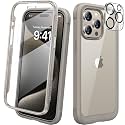 Diaclara Designed for iPhone 15 Pro Case, [Military-Grade Drop Proof] Full-Body Bump Case with Built-in Shockproof Screen Protector, [Camera Lens Protector] for iPhone 15 Pro 6.1"(Natural Titanium)