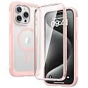 Diaclara Designed for iPhone 15 Pro Max Case, Full Body Rugged with Built-in Touch Sensitive Anti-Scratch Screen Protector, Soft TPU Bumper Case for iPhone 15 ProMax 6.7", Pink
