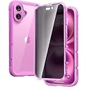 Diaclara Designed for iPhone 16 Case 6.1 Inch,Upgraded [Full Camera Protection] Full Body Rugged Clear Bumper Case with Built-in Privacy Screen Protector for iPhone 16,Pink