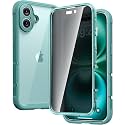 Diaclara Designed for iPhone 16 Plus Case 6.7 Inch,Upgraded [Full Camera Protection] Full Body Rugged Clear Bumper Case with Built-in Privacy Screen Protector for 16 Plus,Green