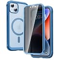 Diaclara Magnetic Designed for iPhone 14 Case 6.1 Inch,Upgraded Full Body Rugged Clear Bumper Case with Built-in Privacy Screen Protector for iPhone 14,Blue