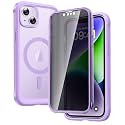 Diaclara Magnetic Designed for iPhone 14 Case 6.1 Inch,Upgraded Full Body Rugged Clear Bumper Case with Built-in Privacy Screen Protector for iPhone 14,Purple