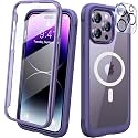 Diaclara Magnetic Designed for iPhone 14 Pro Max Case, Full Body Rugged Case with Built-in Touch Sensitive Anti-Scratch Screen Protector, with Camera Lens Protector for iPhone 14 Promax6.7 (Purple)