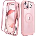 Diaclara Magnetic Designed for iPhone 15 Case, Compatible with MagSafe Built-in Touch Sensitive Anti-Scratch Screen Protector, with Camera Lens Protector for iPhone 15 6.1" (Fantasy Pink)