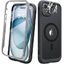 Diaclara Magnetic Designed for iPhone 15 Case, Compatible with MagSafe Built-in Touch Sensitive Anti-Scratch Screen Protector, with Camera Lens Protector for iPhone 15 6.1" (Frosted Black)