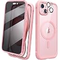 Diaclara Magnetic Designed for iPhone 15 Plus Case, Full Body Rugged Case with Built-in Privacy Touch Sensitive Anti-Scratch Screen Protector, with Camera Lens Protector (Coral Pink)