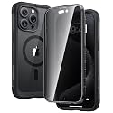 Diaclara Magnetic Designed for iPhone 15 Pro Max Case Full Body Bumper, [Compatible with MagSafe] Military Drop Proof Cover with Built-in Privacy Screen Protector,Black