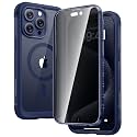 Diaclara Magnetic Designed for iPhone 15 Pro Max Case Full Body Bumper, [Compatible with MagSafe] Military Drop Proof Cover with Built-in Privacy Screen Protector,Deep Blue