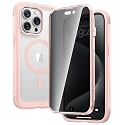Diaclara Magnetic Designed for iPhone 15 Pro Max Case Full Body Bumper, [Compatible with MagSafe] Military Drop Proof Cover with Built-in Privacy Screen Protector,Pink