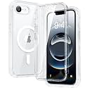 Diaclara Magnetic Designed for iPhone 16e Case, Full Body Rugged Case with Built-in Touch Sensitive Anti-Scratch Screen Protector, Soft TPU Bumper Waterproof Case (Clear Glitter)