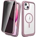 Diaclara Magnetic for iPhone 13 Case, [Privacy Screen Protector &amp; Fit for MagSafe] Built-in Shockproof Screen Protector, [Camera Lens Protector] Phone Cover for iPhone 13 6.1"(Pink)