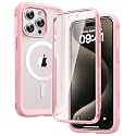 Diaclara Magnetic for iPhone 15 Pro Case with Screen Protector,Pink