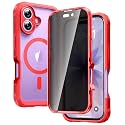 Diaclara Magnetic for iPhone 17 Case with Privacy Screen Protector,Red