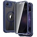 Diaclara Magnetic for iPhone 17e Case &amp; iPhone 16e Case 6.1" Full Body Bumper,[Compatible with MagSafe] Military Drop Proof Cover with Built-in Privacy Screen Protector,Magnetic Deep Blue-Privacy