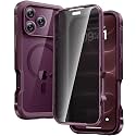 Diaclara Magnetic for iPhone 18 Pro Case with Privacy Protector, Burgundy