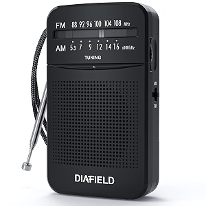 diafield small amfm portable radio with speaker and headphone jack mini radio works with 2 aa batteries not included excellent signal