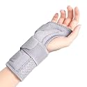 DIALDRCARE Wrist Support with Metal Splint Stabilizer, Adjustable Wrist Bandage for Pain Relief and Relieve Injuries (Grey)