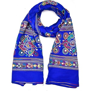 diamo cotton embroidered paper mirror work dupatta for womensgirls