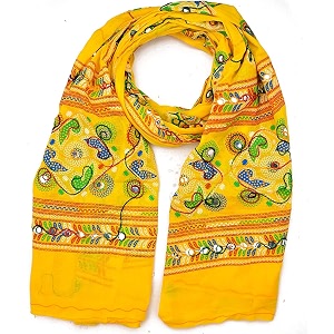 diamo cotton embroidered paper mirror work dupatta for womensgirls
