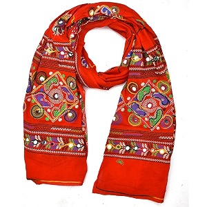 diamo cotton embroidered paper mirror work dupatta for womensgirls