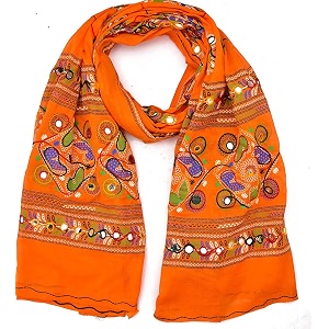 diamo cotton embroidered paper mirror work dupatta for womensgirls