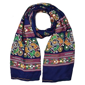 diamo cotton embroidered paper mirror work dupatta for womensgirls