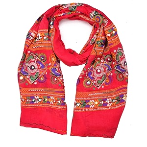 diamo cotton embroidered paper mirror work dupatta for womensgirls