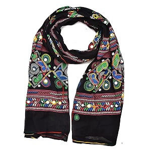 diamo cotton embroidered paper mirror work dupatta for womensgirls