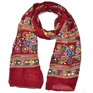 diamo cotton embroidered paper mirror work dupatta for womensgirls