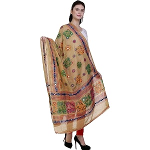 diamo cotton embroidered paper mirror work dupatta for womensgirls