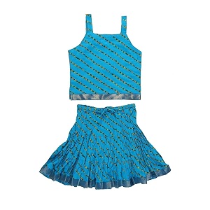 DIAMO Girls Jaipuri Lahariya Block Print Skirt
