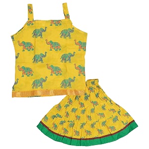 DIAMO Girls Cotton Lehenga Choli