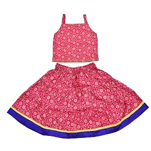 DIAMO Girls Jaipuri Rajasthani Hand Block Gold