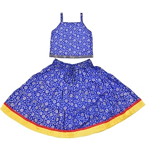 DIAMO Girls Jaipuri Rajasthani Hand Block Gold