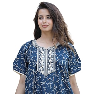 DIAMO Pure Cotton Embroidery Nighty for Women