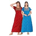 DIAMO Pure Cotton Embroidery Nighty for Women