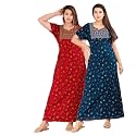 DIAMO Pure Cotton Embroidery Nighty for Women